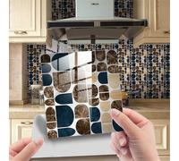 DOTBUY-SHOP Tile Stickers for Kitchen Bathroom,Simple Style Self Adhesive Waterproof Oil-Proof PVC Tile Wall Stickers 10 Pack Peel and Stick Wall Panels for Decoration (Brown Marble,20x20cm)