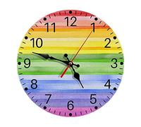 DOTBUY-SHOP Wall Clock Silent Non Ticking 25CM, Round Battery Operated Vintage Decorative Clocks Arabic Numeral Quartz Wall Clock for Bedroom,Living Room, Home, Kitchen, Office (10inch,Rainbow)