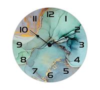 DOTBUY-SHOP Wall Clock Silent Non Ticking 25CM, Round Battery Operated Vintage Decorative Clocks Arabic Numeral Quartz Wall Clock for Bedroom,Living Room, Home, Kitchen, Office (10inch,Marble Green)