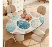 DOTBUY-SHOP Waterproof Oval Table Cloth Wipe Clean, Elastic Edged Fitted Oval Tablecloth, Washable Table Cover for Kitchen Outdoor Dining Garden Picnic, 3D Easter (Artistic Egg,127x172cm)
