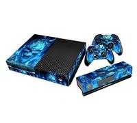 DOTBUY Vinyl Decal Full Body Skin Sticker For Microsoft Xbox One Console And 2 Controllers And Kinect 2.0 (Blue Fire Skull)