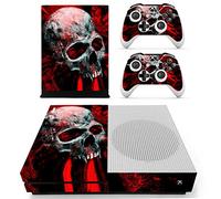 DOTBUY Vinyl Decal Full Body Skin Sticker For Microsoft Xbox One S Console And 2 Controllers And Kinect 2.0 (Skull Red)