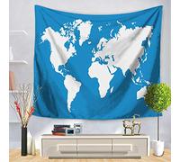 DOTBUY World Map Tapestry Wall Hanging, Modern World Map Decorative Large Tablecloths Wall Backdrop Hippie Bedspread Tapestry Home Decor for Bedroom Living Room Dorm (Small (130 x 150cm), White map)