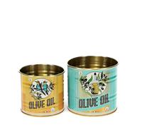 dotcomgiftshop Rex London Olive Oil Storage Tins Set of 2 - Retro Kitchen Accessories, Mini
