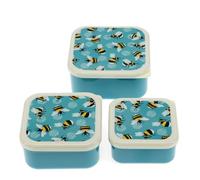 dotcomgiftshop Rex London Snack Boxes (Set of 3), kids snack box, Bumblebee | kids snack box, toddler lunch box, snack boxes for kids, reusable bento container, school meal carrier, plastic divided tray