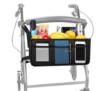 Dotday Rollator Basket, Rollator Walker Bag with Cup Holder, Folding Rollator Walker Storage Bag for Rollator Walkers, Never Tipping Over