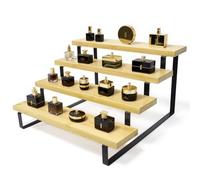 Dote on 4 Tier Bamboo Perfume Display Stand, 35 cm Display Risers Stand for Perfume Organiser, Multifunctional Dressing Table Shelf for Fragrance,Makeups,Skincare,Nail Varnish,Cupcake,Spice