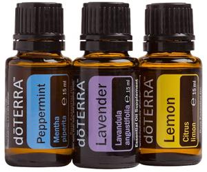 DoTERRA Beginner's Trio Kit, Essential Oil Set with Peppermint, Lavender, and Lemon, 15 ml, 3 Pack