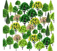 Doterul Model Building Trees 55 Pieces Landscape Model Trees Miniature Shrubs Mixed Architecture Train Railway Landscape Diorama Gnome Construction Site Set, 3-7cm