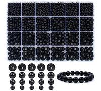 Dotilili Black Glass Pearl Beads 1890 Pcs, 4/6/8/10mm Smooth Round Spacer Beads with Holes Plastic Loose Beads for Crafting Eyes Jewellery Making DIY Bracelet Necklace Earrings Knitting Decorations