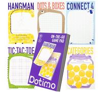 Dotimo Travel Games for Kids Ages 3+, 90-Page Reusable Activity Book with Hangman & 5 Classic Games, Screen-Free Road Trip Essentials, 6"x9" Tear-Out Sheets