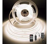 Dotless LED Strip Lights 5m, 480 LEDs/m High Bright COB LED Strip with Remote and Power Supply, DC24V, CRI>92, 8mm Width, 24V LED Tape for Kitchen Under Counter Lighting, Natural White 4000K