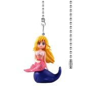 Dotlite Mermaid Ceiling Fan Pull Chain,Cute Mermaid with Dolphin Pulls Charm Extension Decorative,12in 3mm Diameter Beaded Fan Light Pull Chains Extender Ornaments for Kids Room