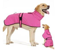 Dotoner Waterproof Dog Coat with Harness Hole Reflective Warm Windproof Fleece Lined Winter Dog Jacket for Small Medium Large Breeds