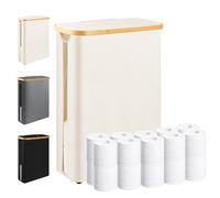 Dotpilgo Extra Large Toilet Paper Storage Basket with Lid Slim Toilet Paper Basket Holder Bin Container Organizer for Bathroom Hold up to 20 Regular Rolls or 15 Mega Rolls