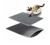 DOTPURFECT 24x15Inch Litter Mat with Double Layers, Cat Litter Trapping Mat, Waterproof, Non-Slip, Easy to Clean, Washable, Gray Small Cat Litter Mat (2 Packs)