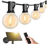 Dotrvmp Solar Festoon Lights Outdoor with Remote, 50FT Solar String Lights-Dimmable, Timer, 3 Modes, Auto On/Off, IP65 Waterproof Garden Lighting, 8-12H Warm White for Garden Patio Wedding