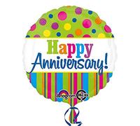 Dots and Stripes Colorful "Happy Birthday" Foil Balloons - 1 PC