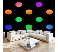 Dots Colorful Mural Wallpaper 3D Effect Circle Abstract Non-Woven Self-Adhesive Wallpaper Removable Large Photo Sticker TV Background Wall Decor for Living Room Bedroom 150x100 cm