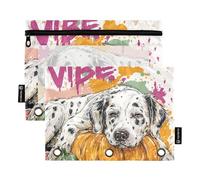 Dots Dog Pumpkin Office Binder with Clear Window Zipper Pencil case Large and Sturdy Pockets 3 Hole Punched for Storing School Students Teacher Supplies Multicolored 2 PCS
