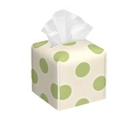Dots Green On Beige Tissue Box Cover Cube Pu Leather Tissue Box Holder Lightweight Tissues Holder For Office Car Living Room