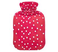 Dots Red Hot Water Bottle with Soft Cover Hand Feet Warmer Warm Water Heat Bottles for Menstrual Cramps Pain Relief Small