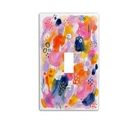 Dots Single Light Switch Cover Plate, Abstract Colorful Lines Brush Strokes Spring Peach Plastic Standard Size Toggle Light Switch Cover for Home Living Room New Apartment Decor (Single)