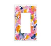 Dots Single Rocker Light Switch Cover, Abstract Colorful Lines Brush Strokes Spring Peach Plastic Standard Size Switch Plate Decorative for Home Living Room New Apartment Decor