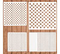 Dots Stencils, 4 Pcs Polka Dot Stencils Repeating Circle Pattern Assorted Sizes Reusable Mylar Plastic Templates for Painting on Wood Furniture Pillows Wall Scrapbook Card Making DIY Craft