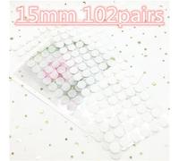 Dots Stickers Adhesive Fastener Tape 10/15/20/25/30mm Transparent Black White Strong Glue Dot Sticker Waterproof Hook Loop Tape (Color : 15mm White 102pairs, Size : Loop and Hook)