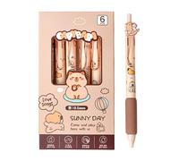Dottduya Capybara Pens, Cute Animal Pens, 0.5 mm Capybara Mechanical Pen - 6 x Fine Point Quick Drying Writing Bookmark Set Water-based Ink for School Notes