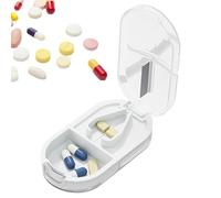 Dottduya Pill Cutter Box - Combination of Pill Cutter and Organiser, Portable Pill Cutter with Integrated Pill Storage Chamber for Cutting the Hardest Pills
