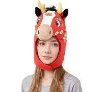 Dottduya Plush Head Hat | 2026 Chinese New Year Plush Headdress - Role Play Headdress - For Stage Performances Collectors Film Production Masquerade School Theatre Concert Carnival