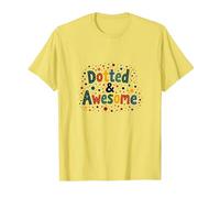 Dotted & Awesome: Playful Polka Dot Typography Art T-Shirt, Men, Lemon, M