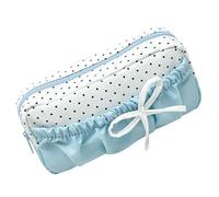 Dotted Bowknot Pencil Case Multiple Compartments Large Capacity Fabric Pen Pouches for Students School and Daily Use Feeling Fashion Writing Materials Bag