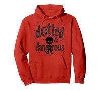 Dotted & Dangerous: Playful Troublemaker Cartoon Boy Pullover Hoodie, Adult Unisex, Red, L