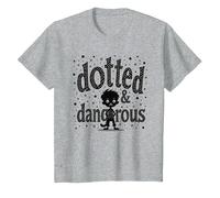 Dotted & Dangerous: Playful Troublemaker Cartoon Boy T-Shirt, Kids, Heather Grey, 6 Years