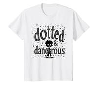 Dotted & Dangerous: Playful Troublemaker Cartoon Boy T-Shirt, Kids, White, 6 Years