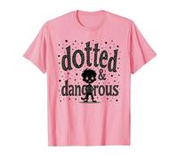 Dotted & Dangerous: Playful Troublemaker Cartoon Boy T-Shirt, Men, Pink, M