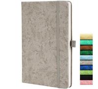 Dotted Journal, A5 Dotted Journal with 120GSM Paper, 164 Pages Dotted Notebook, Pen Loop, Inner Pocket, Elastic Banded, Light Grey