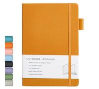 Dotted Journal, A5 Hard Cover Dotted Journal with Premium 100 GSM Thick Paper, Pen Loop, Inner Pocket, Elastic Banded, Faux Leather Cover, 192 Pages, 14.5X21.3 cm