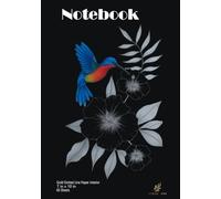 Dotted Line Paper Notebook "Hummingbird", with Gold Color tone dots. Medium size 7 x 10 in, 120 Pages.: Perfect for writing practice, Personal Diary ... bold matte cover is aesthetic, beautiful gift