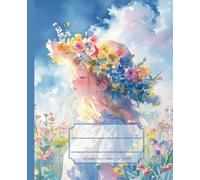 Dotted Notebook: Flowers and girls under the blue sky, Numbered white 120Pages, 5mm dotted, 7.5" x 9.25", Portable, For Journal, Daily Log, Bullet, Planner, Habit Tracker