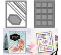 Dotted Square Frame Dies for Card Making Half Striped Cover Frame Metal Cutting Dies for DIY Scrapbooking Paper Crafting Handmade Crafts Scrapbooking Supplies Embossing Stencil Die Cuts Punch Template