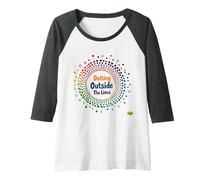 Dotting Outside The Lines: Colorful Creative Expression Raglan Baseball Tee, Women, Dark Heather/White, M