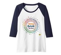 Dotting Outside The Lines: Colorful Creative Expression Raglan Baseball Tee, Women, Navy/White, L