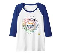 Dotting Outside The Lines: Colorful Creative Expression Raglan Baseball Tee, Women, Royal Blue/White, XL