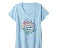 Dotting Outside The Lines: Colorful Creative Expression V-Neck T-Shirt, Women, Baby Blue, L