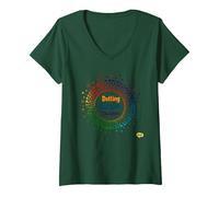 Dotting Outside The Lines: Colorful Creative Expression V-Neck T-Shirt, Women, Forest Green, XXL