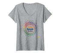 Dotting Outside The Lines: Colorful Creative Expression V-Neck T-Shirt, Women, Heather Grey, S